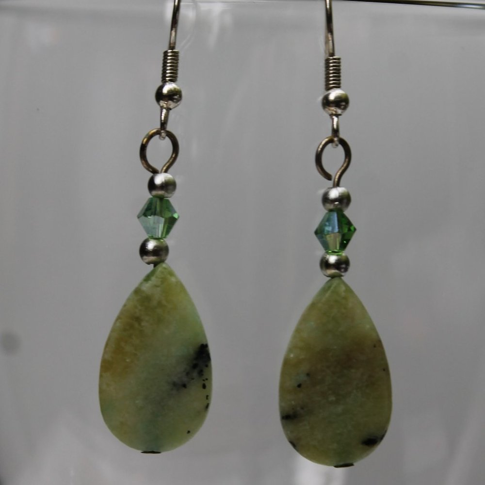 Green Jasper Teardrop Earrings